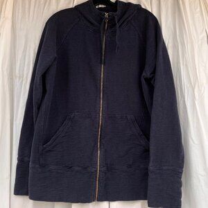 Eddie Bauer 100% Cotton Slub Knit Hoodie Full Zip Dk Denim Blue Plus Sz Tall 2XL